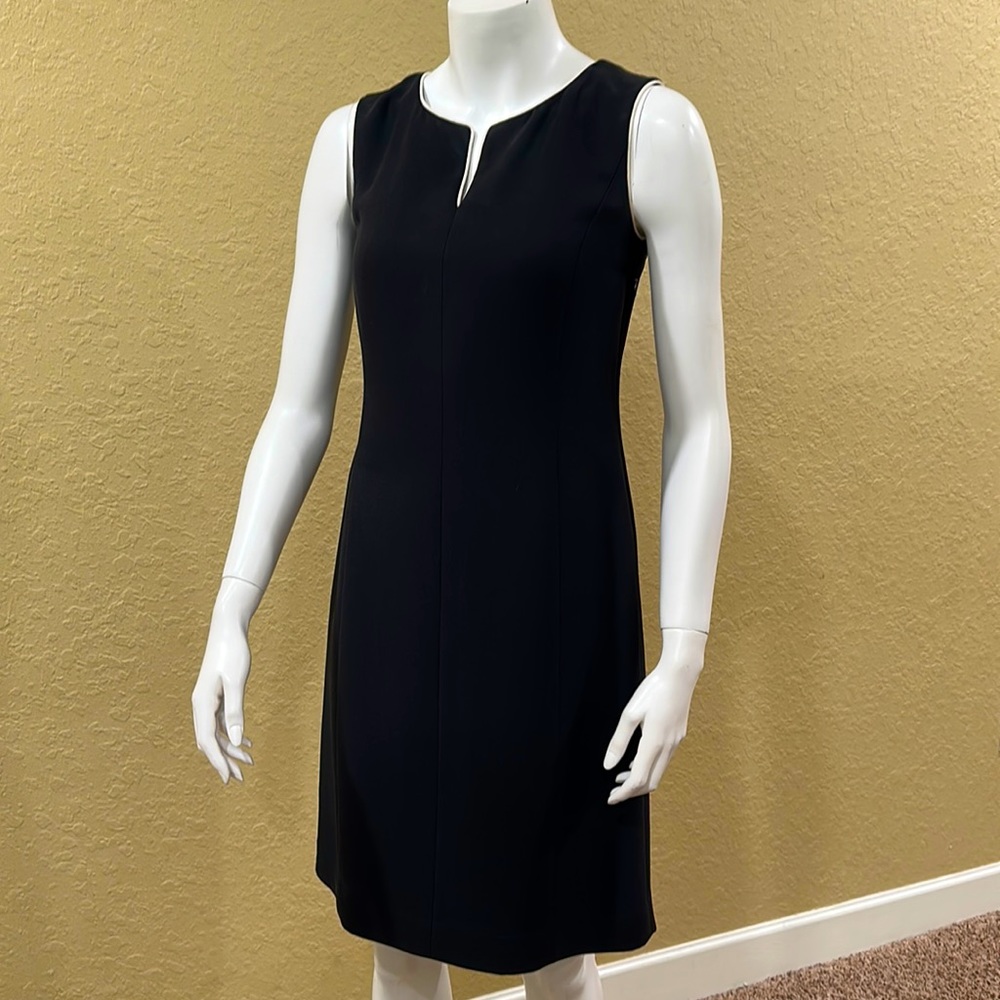 SOLD OUT: Ann Taylor loft black shift dress with cream piping size 4